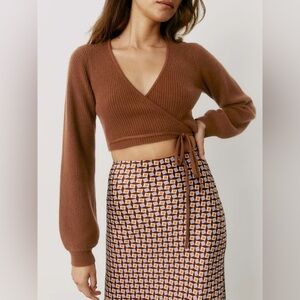 Reformation Remus cashmere wrap sweater brown S
